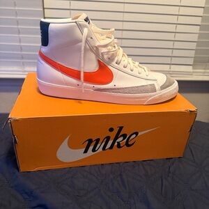 Nike Cream High-Tops with Orange Swoosh